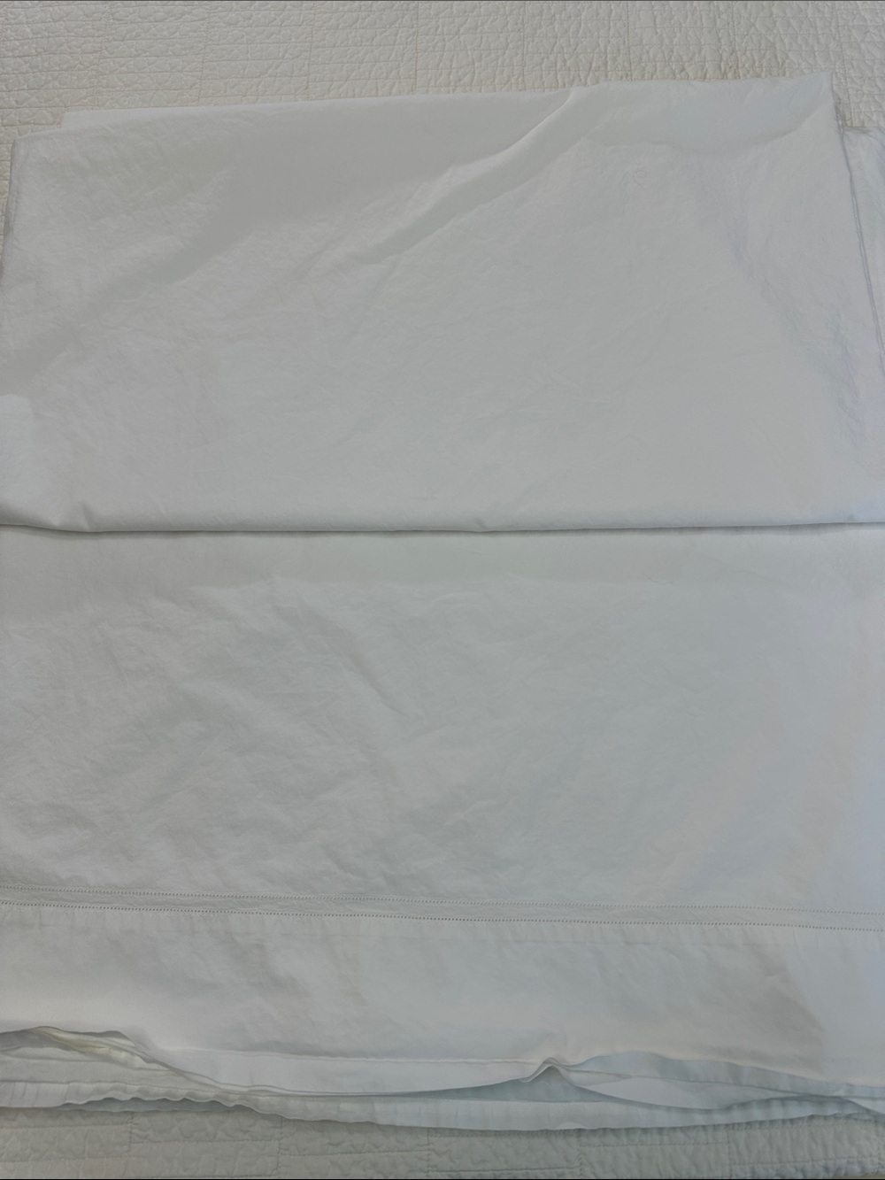 Peacock Alley Luxury White Cotton Percale Sheet Hem Stitch Edge King - Picture 5 of 6